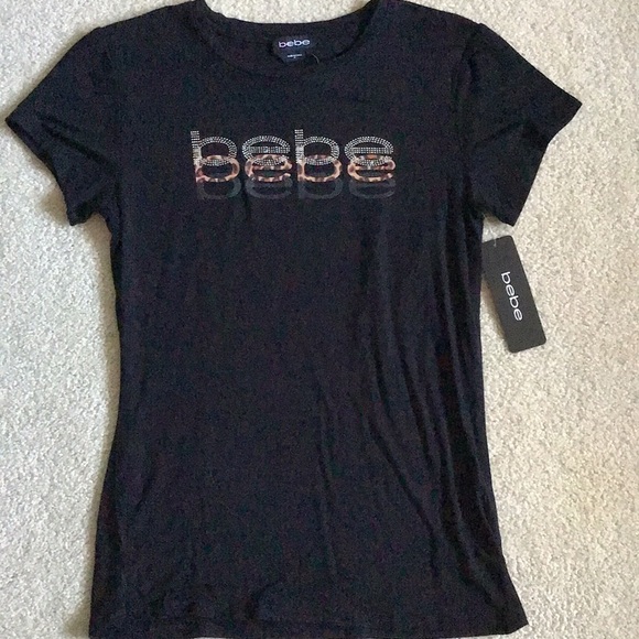 SOLD - Bebe Triple Logo Black Stretchy Tee - NWT - Picture 9 of 9